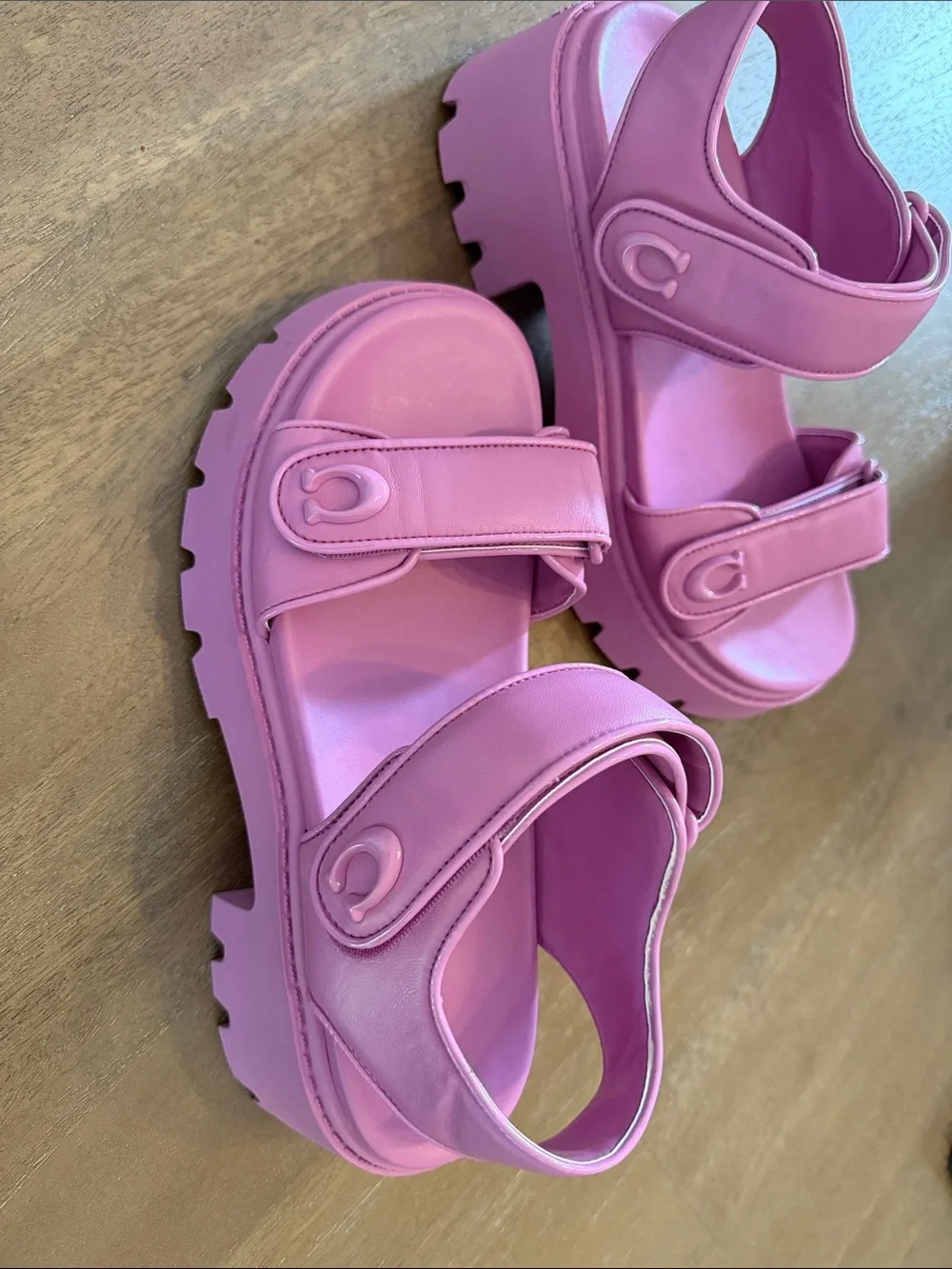 COACH Brynn Pink Platform Double Strap Sandals NWOB Size 8 - Picture 5 of 6